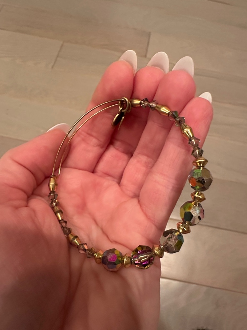 Alex and Ani Iridescent Faceted Bead Bracelet with Gold Accents